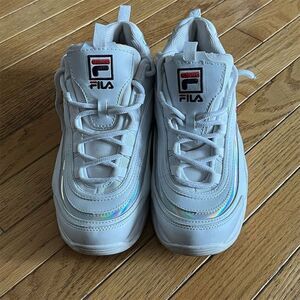 Fila Women's Ray Sneakers White Holographic Silver Size 10 Casual Shoes